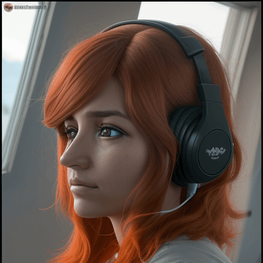 AI generated: chica viajera, tierna, ruda , pelirroja cabello corto mirando hacia la pantalla
auriculares inalámbr...