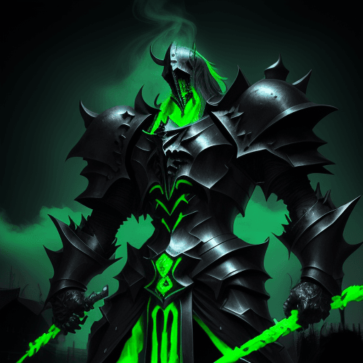 AI generated: Mordekaiser from league of legends, in the style of Elden Ring, green smoke, midwest gothic, organic...