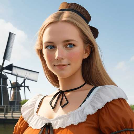 AI generated: good looking dutch girl looking directly at the camera