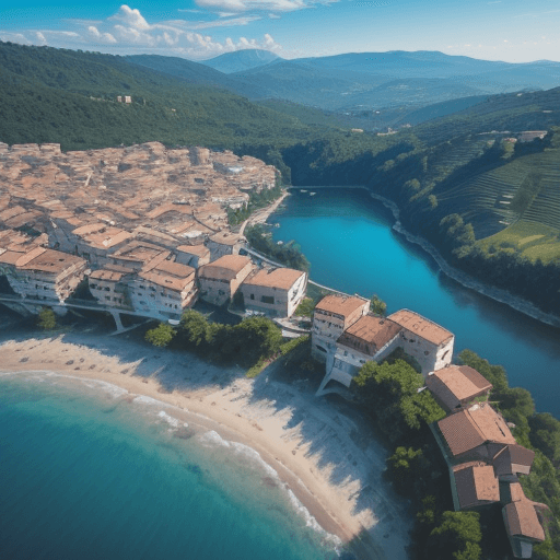 AI generated: Vista dall'alto di campi coltivati e trattori in azione, fotografata con un drone DJI Mini 2 SE, cie...