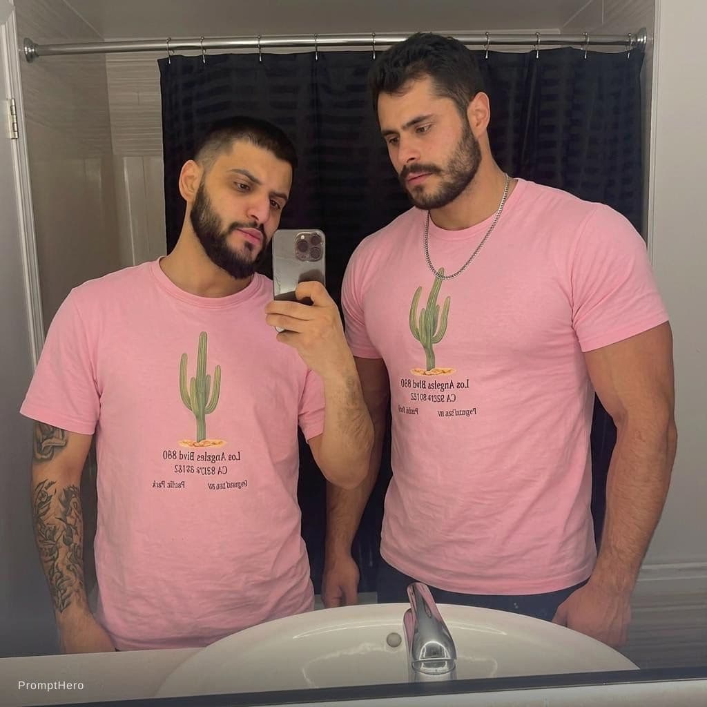 AI generated: Add my friend beside me taller and huger than me 