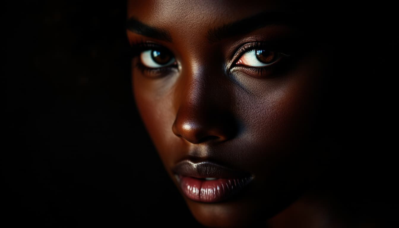 AI generated: bella mujer colombiana negra de 36 años, mirada mística, el rostro de la mujer muy detallado, con un...