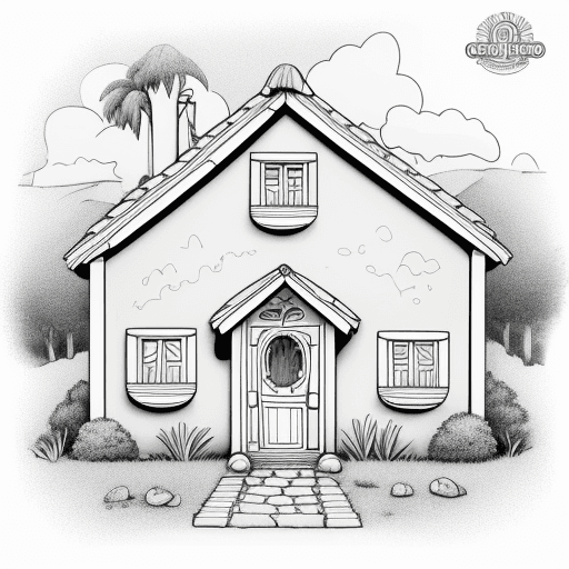 AI generated: Una casa animada para colorear.