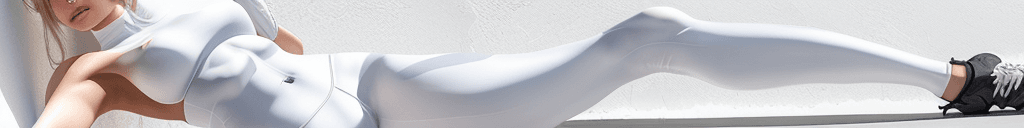 AI generated: a photo of a Russian 18 year old nude woman with nude medium breasts, wearing white lycra sports leg...