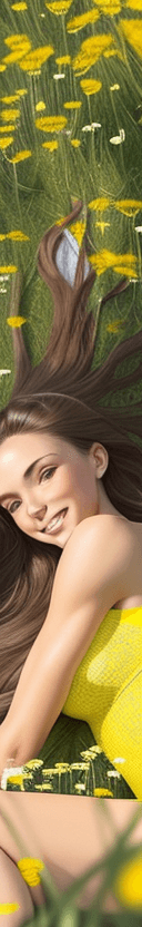 AI generated: breathtaking fit woman, Karina Doherty, big smile, long brunette hair with blonde highlights, hazel ...