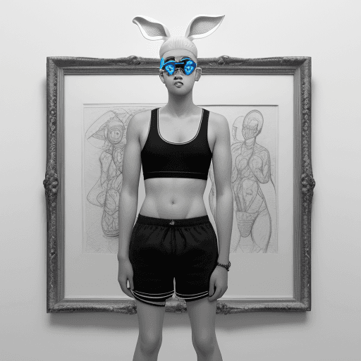 AI generated: portrait of Bad Bunny 2023, realistic pencil sketch, bioluminescent, b&w, complex line drawings, on ...