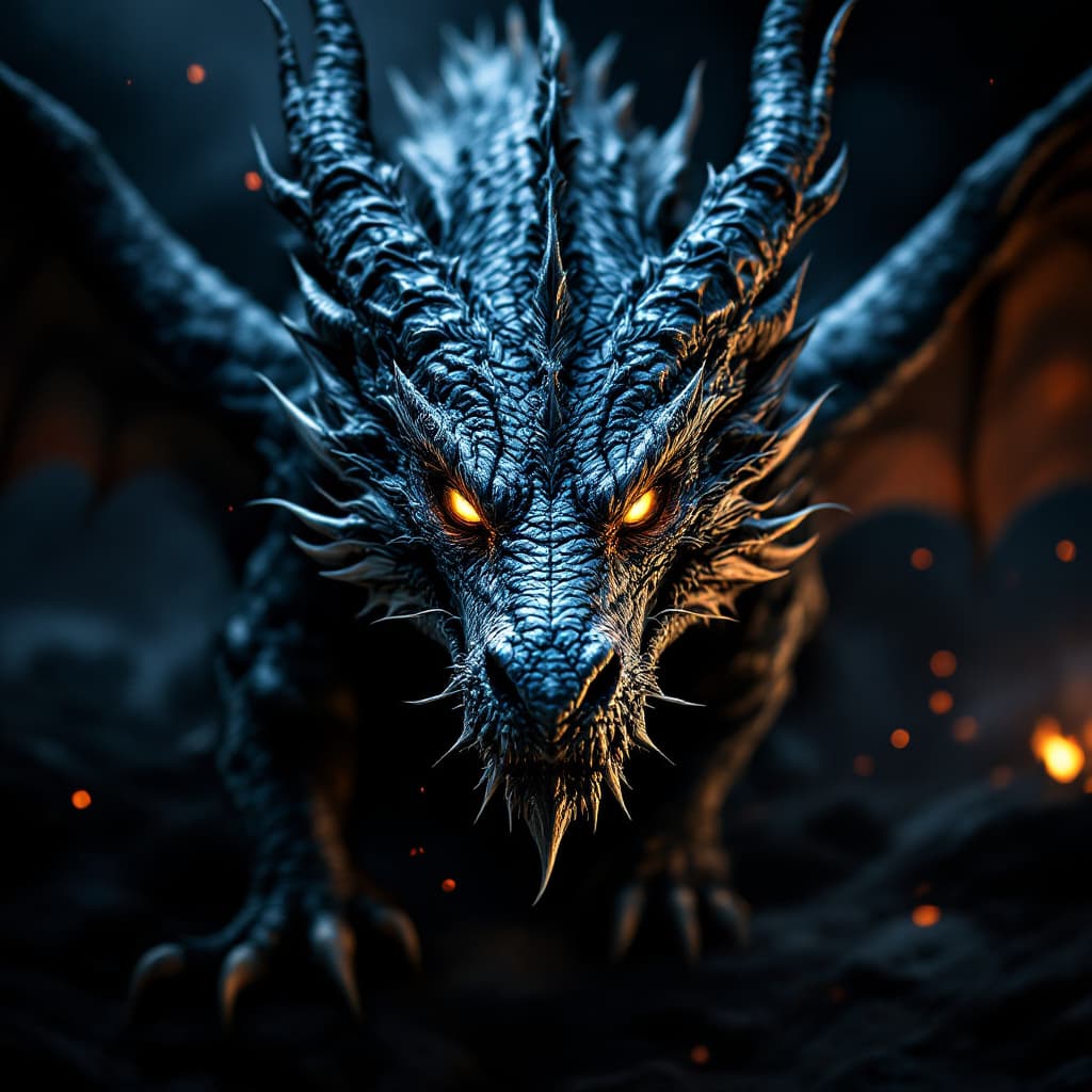 AI generated: A dragon with intricate details is shown in ultra high resolution and super UHD. The dragon is shown...