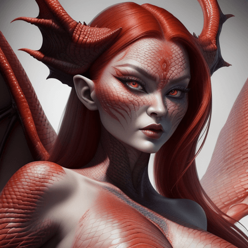 AI generated: A captivating alien female draconian shapeshifter is depicted in this vibrant and detailed digital d...