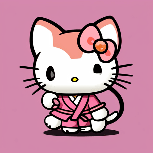 AI generated: Suguru getou In hello kitty version, Cartoon, Kawaii, high quality, Cat, Jujutsu kaisen, Cartoony