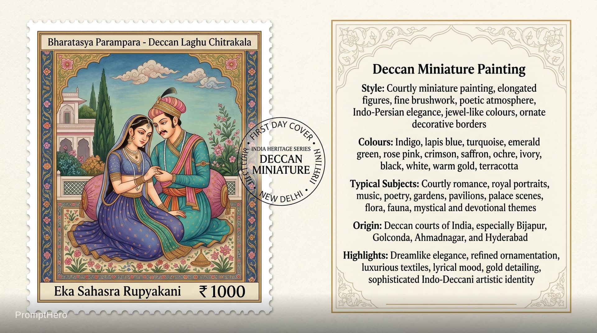 AI generated: Create a 16:9, 4K premium commemorative First Day Cover envelope inspired by India Post heritage des...