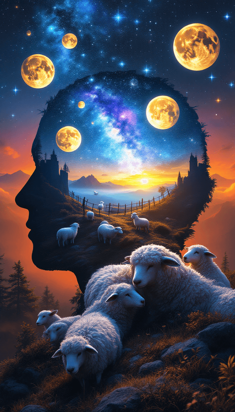 AI generated: An image of a surreal landscape demonstrated as a holographic scene in a philosopher’s brain silhoue...