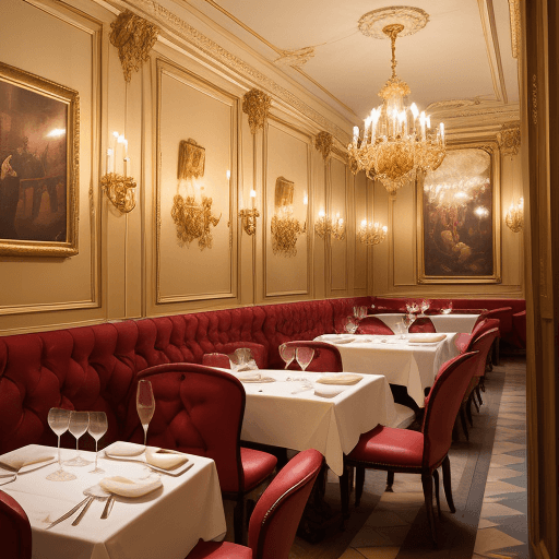 AI generated: create photography, restaurant in Vienna, classical style, guest eating a Schnitzel Vienna style