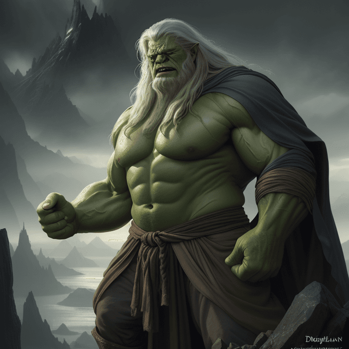 AI generated: the hulk starring as gandalf in lord of the rings, epic professional digital art, best on artstation...