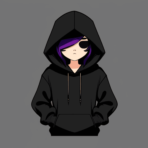 AI generated: Create, A character wearing black hoodie, simple, vector, flat design, doodle style, gradient outlin...
