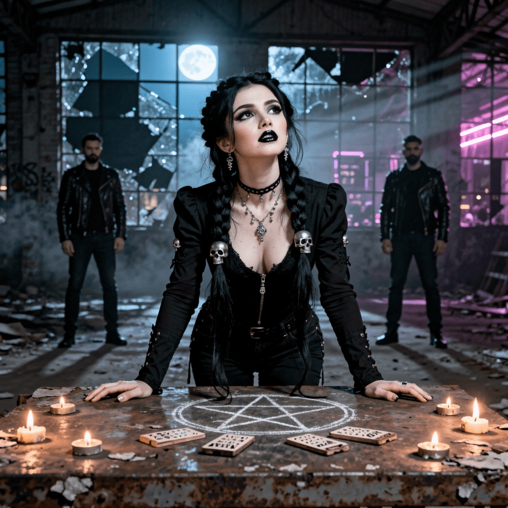 AI generated: cinematic 8k dark fantasy masterpiece, moody volumetric lighting with cold blue moonlight and faint ...