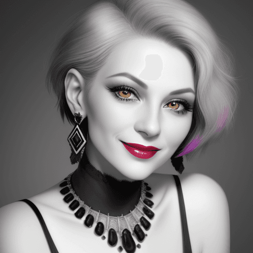 AI generated: Old headshot photo from 1920 of a 40 year old stylish, woman, elegant, short grey hair, slim, skinny...
