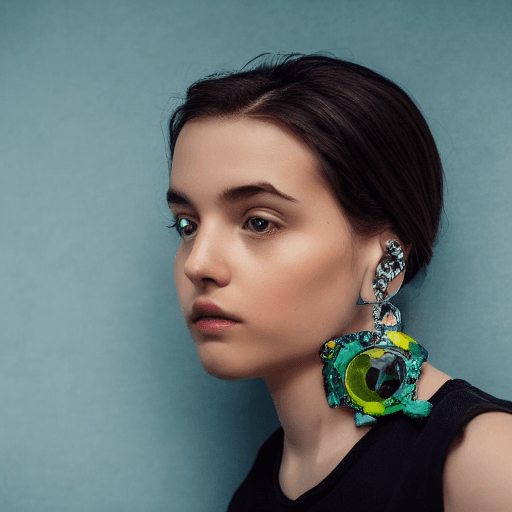AI generated: Photo of a ultra realistic  girl wearing a par of earrings made of water