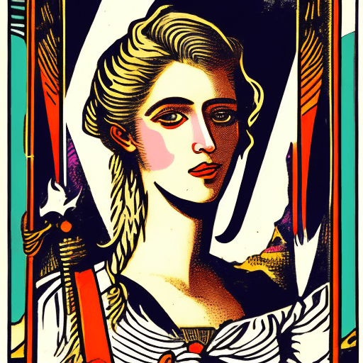 AI generated: illustration of a [white woman] with [half light blonde and half dark brown hair]. [Her hair is shou...