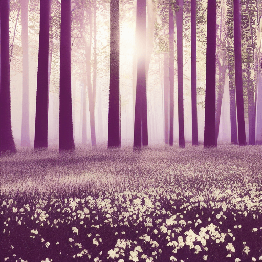 AI generated: forest with trees and white flowers 8k ultrarealistic