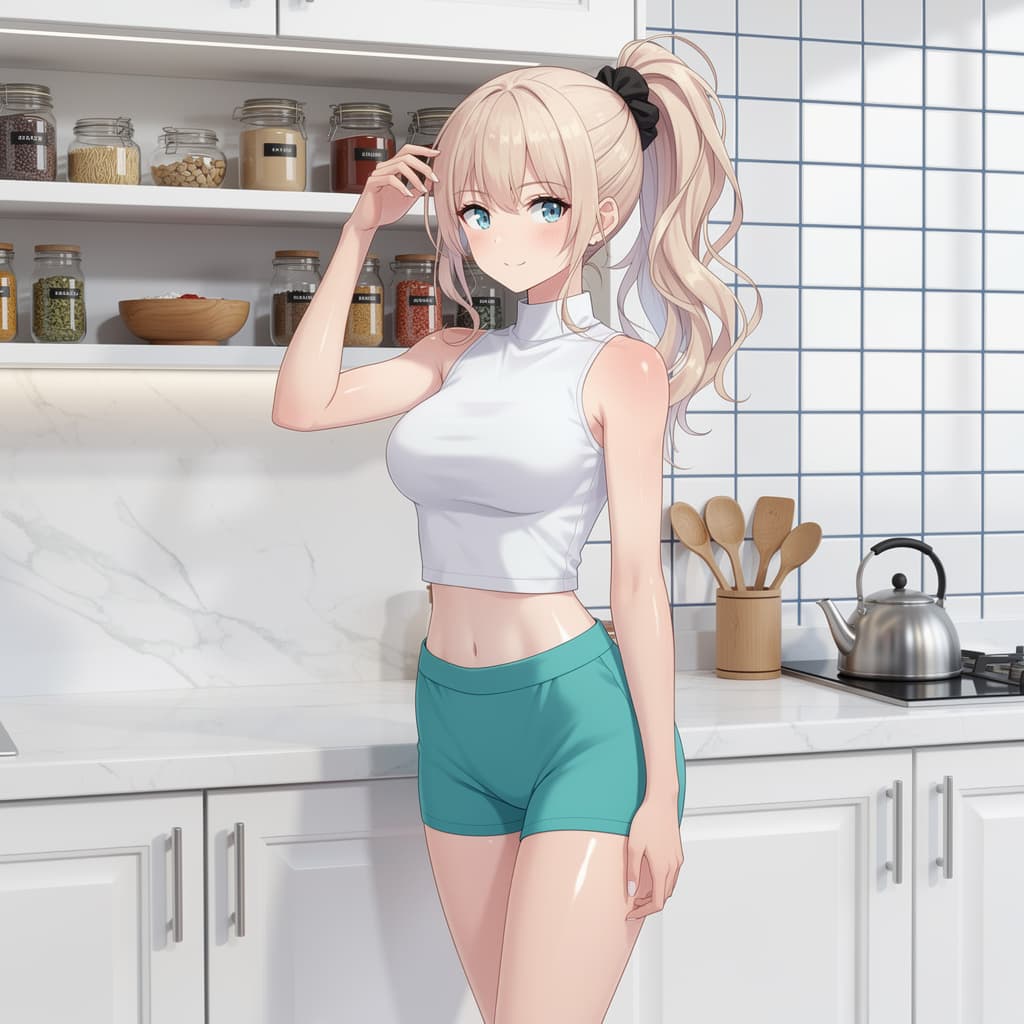 AI generated: The image is a vertical, ultra-high-quality anime-style illustration of a beautiful young woman in a...