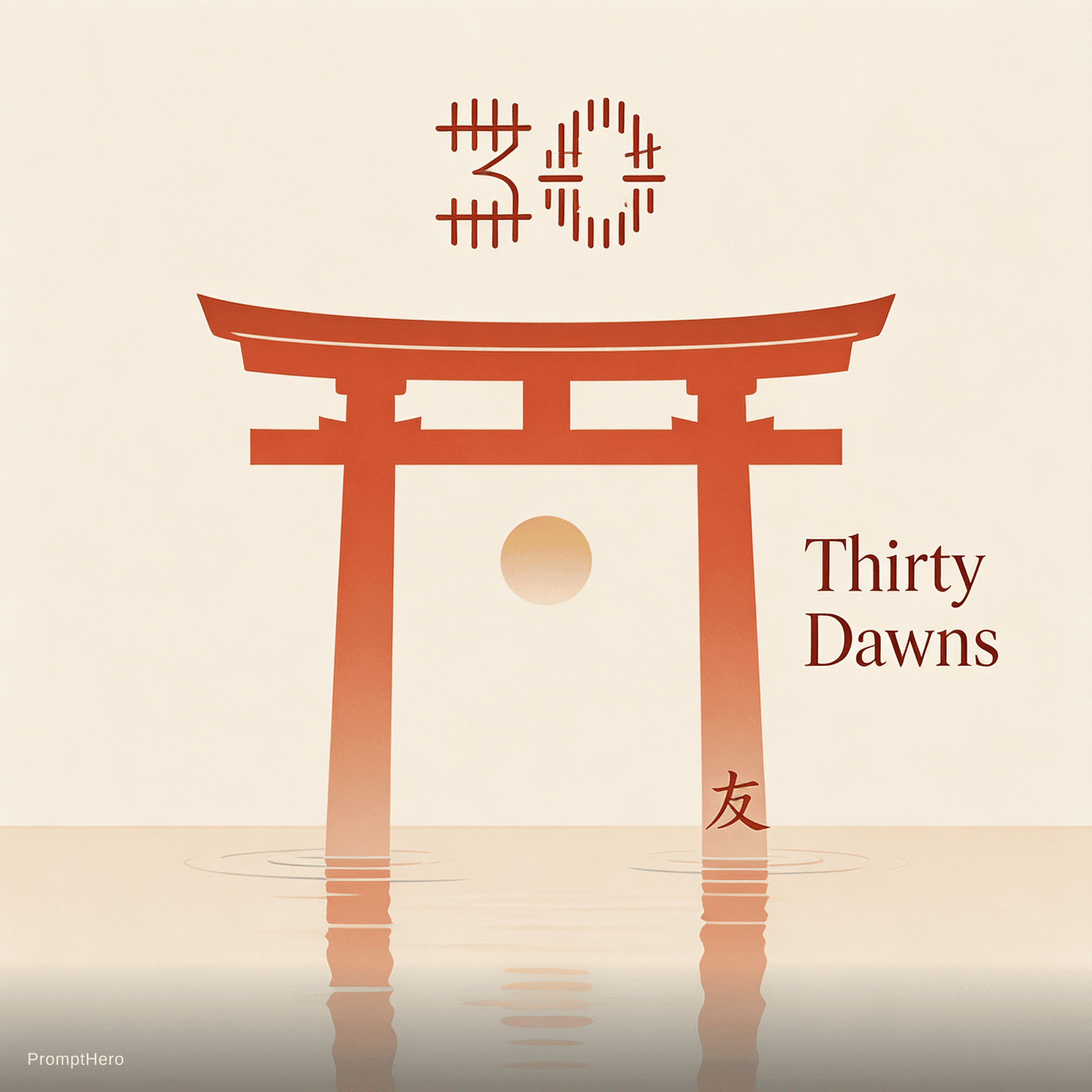 AI generated: Logo Concept 2: Torii Gate & Counting Marks

· Main shape: A simple red torii gate standing in still...
