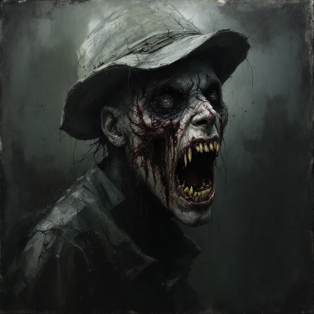 AI generated: fear, brutal composition showing the terror of war, cries and gore, gloomy background, dark tones, h...