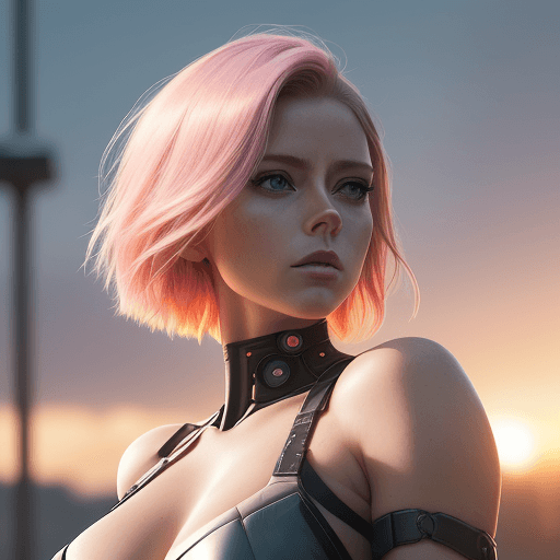 AI generated: portrait photo of a stylish beautiful girl, asymmetric hair cut, cyberpunk aestethic, heavenly beaut...