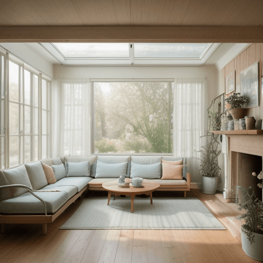 AI generated: High resolution photography interior design, dreamy sunken living room conversation pit, wooden floo...