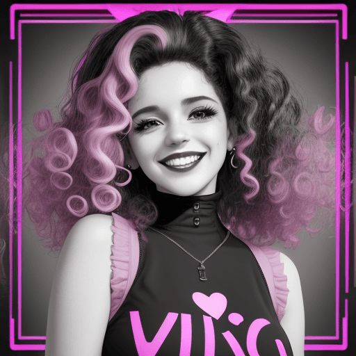AI generated: woman smiling in black and white with curly hair, in the style of y2k aesthetic, Spanish pop culture...
