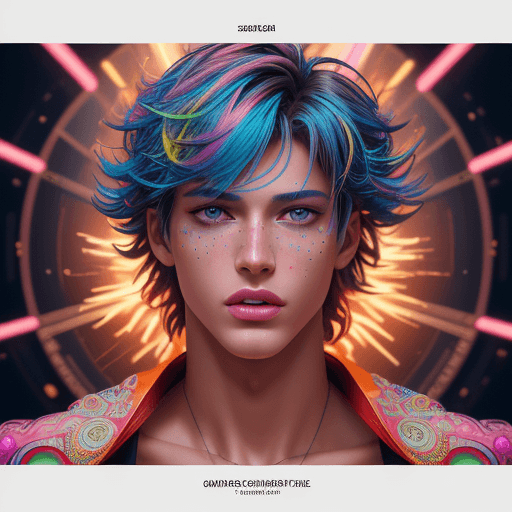 AI generated: "Explore the vibrant world of CG illustration as our boy supermodel takes center stage in an explosi...