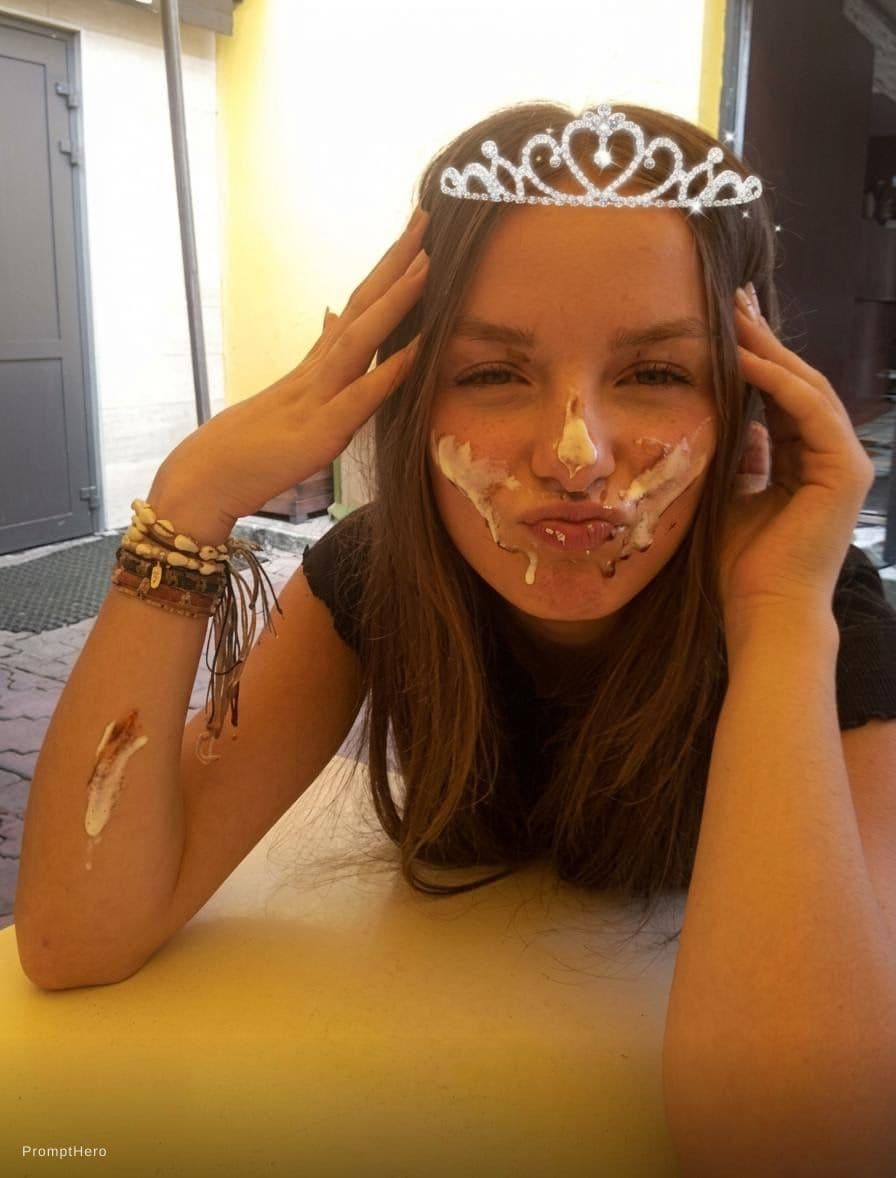 AI generated: add melted icecream on face