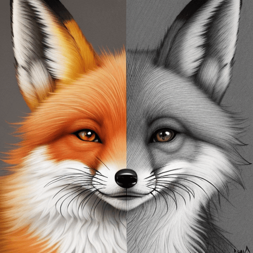 AI generated: character, fox,  cartoon, art , high quality, drawn, portrait, looking on the left side,
