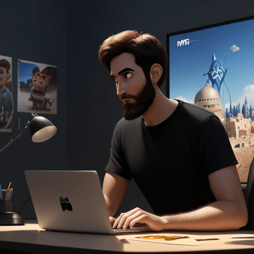 AI generated: 4K poster of Pixar and Disney animated film called "Photoshop", released in 2024, about Israel, grap...