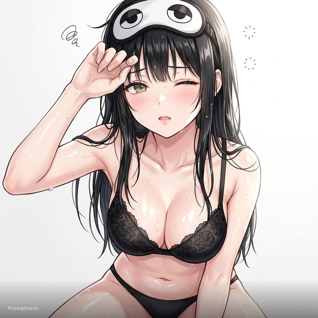 AI generated: The image is a square, anime illustration of a young woman who appears to have just woken up or is i...
