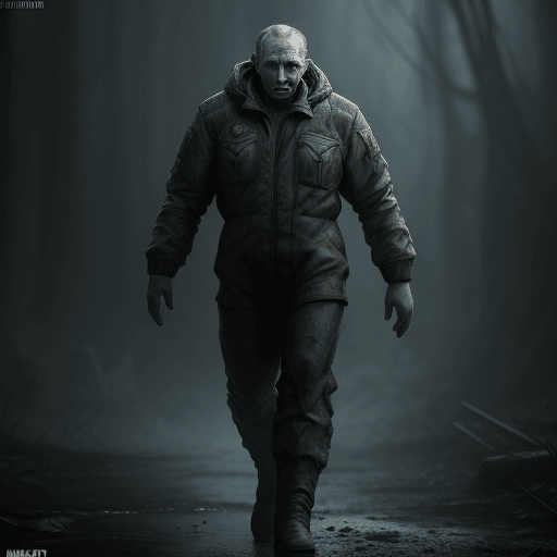 AI generated: Vladimir Putin as "Chernobylite", Marvel Comics, full body, character concept, cinematic lighting, c...