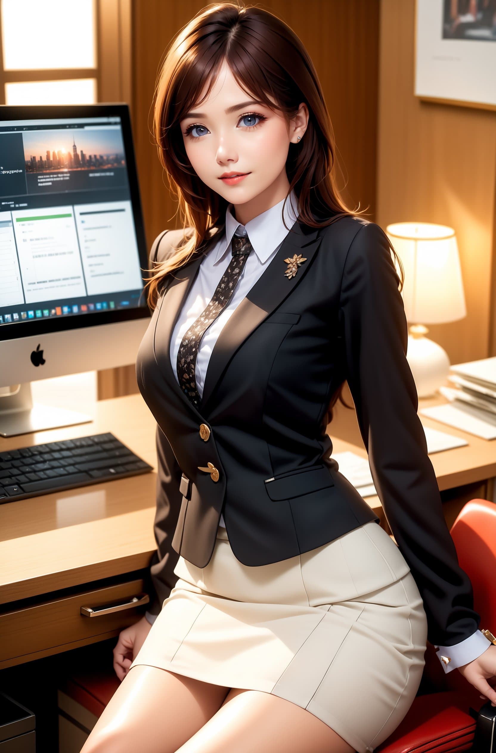AI generated: ((best quality)), ((masterpiece)), ((realistic)), ((office secretary wearing office clothes)) , ((sh...