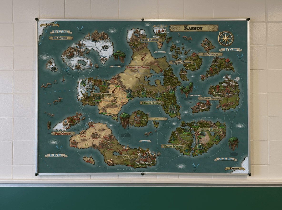 AI generated: Create a realistic looking map like one you would see in a classroom on the wall