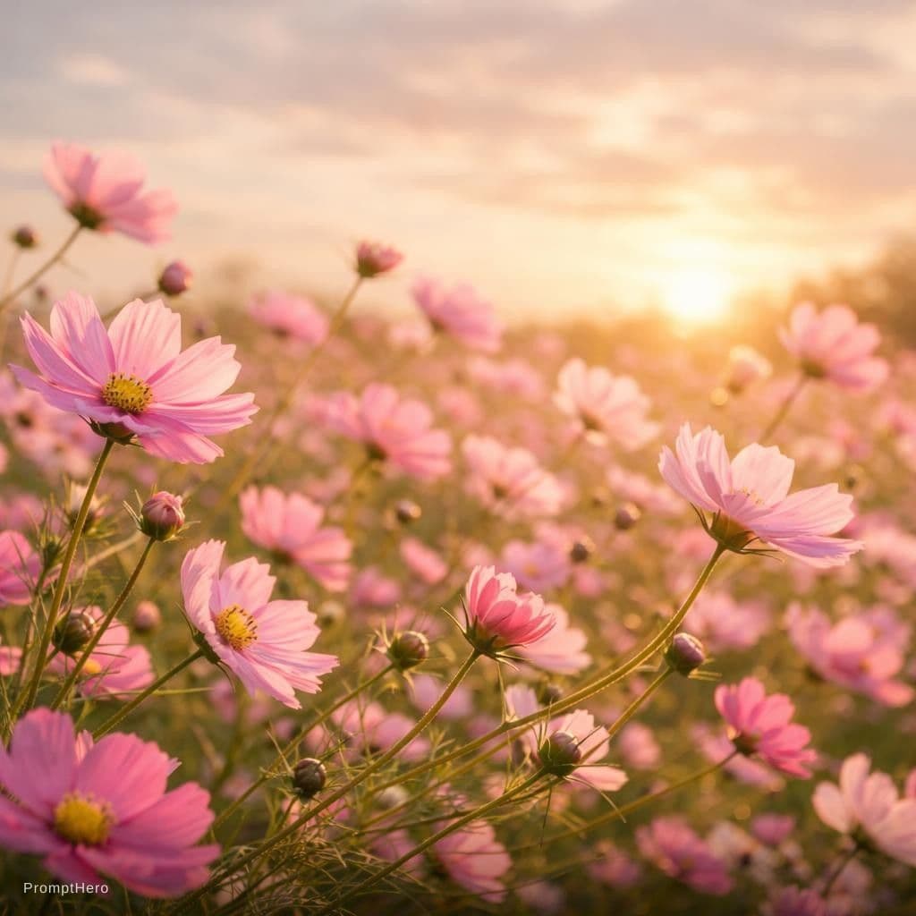 AI generated: ligera brisa mueve las flores, elimina las letras de abajo a la izquierda, ocupa toda la pantalla
