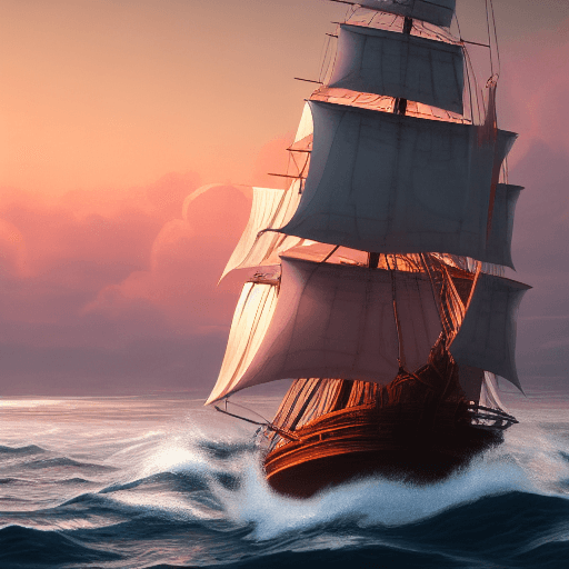 AI generated: Photo of a ultra realistic sailing ship, dramatic light, pale sunrise, cinematic lighting, battered,...