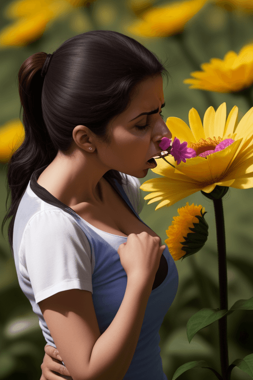 AI generated: mujer riendose con una flor