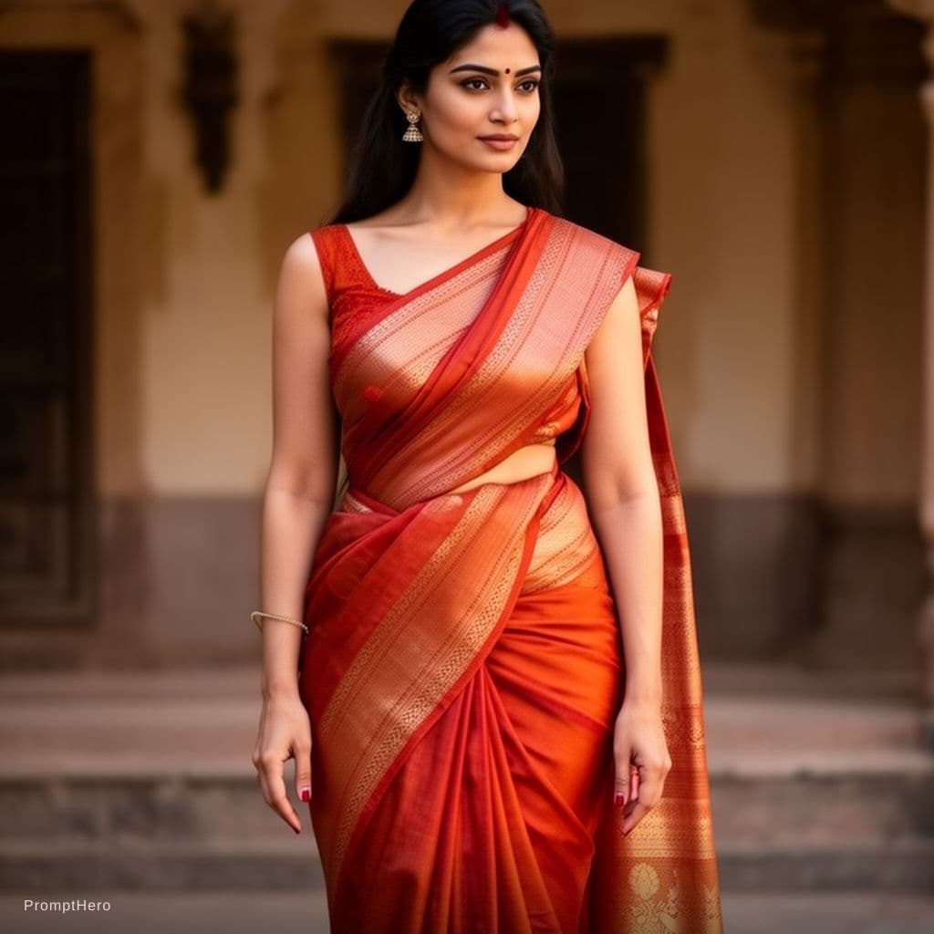 AI generated: indian sexy bhabhi show blouse and take out