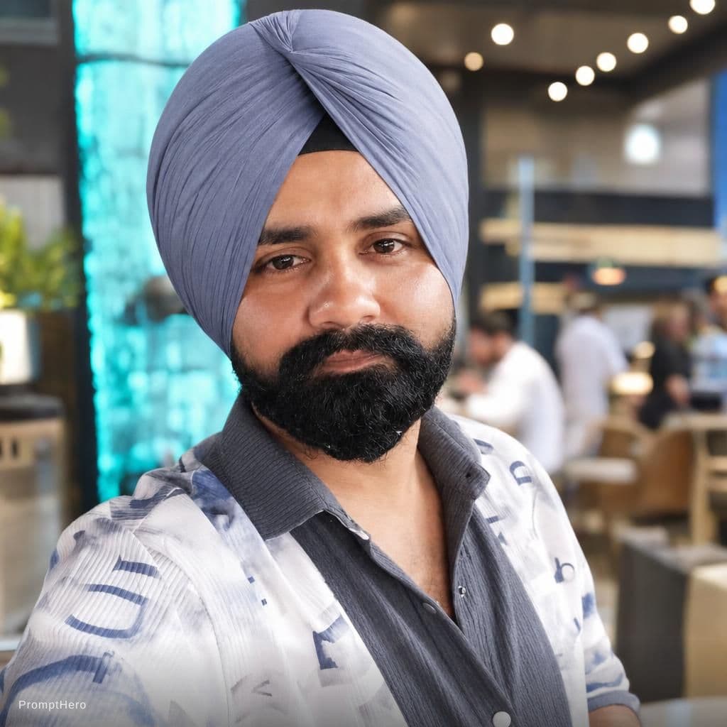 AI generated: Create Ultra realistic DSLR image Don't change face or turban 100 percent same to same refference im...