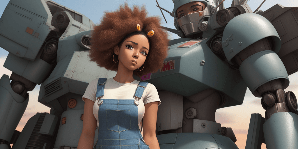 AI generated: 3d anime-style illustration in full color, HD, HDR, 85, 4k quality of a young Afro-Latina woman wear...