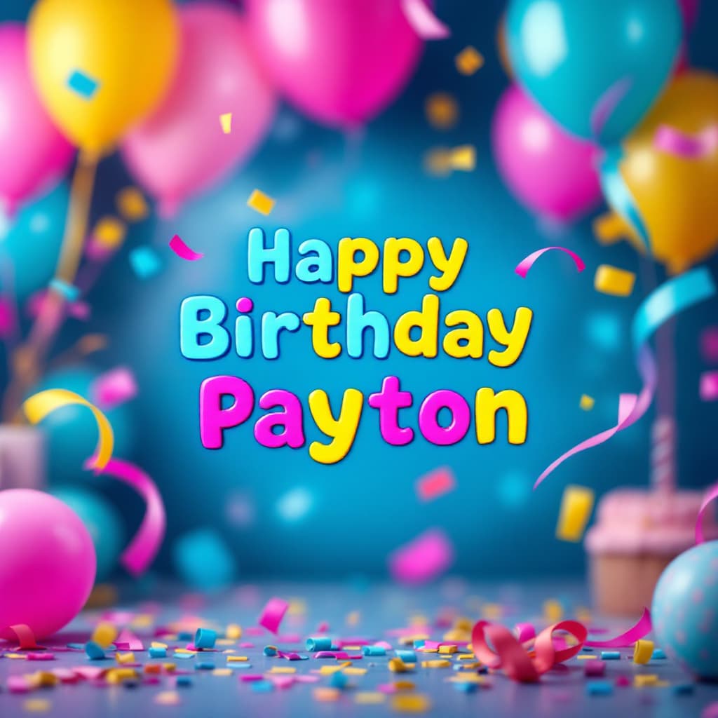 AI generated: Create an eye-catching image with the words "Happy Birthday Payton" prominently centered in the midd...