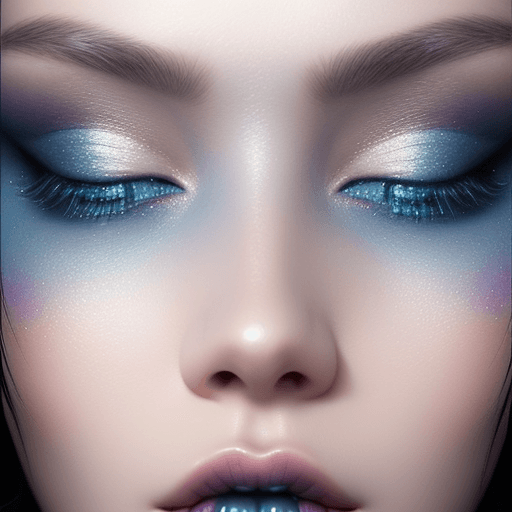 AI generated: a close up of a woman with a blue eye shadow on her face, official dior editorial, trending on pintr...