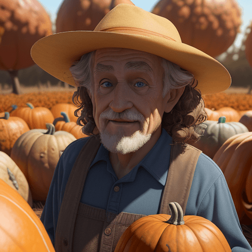 AI generated: A still from a 3d Disney movie of a very cute old man with short light brown curly wavy hair at a pu...