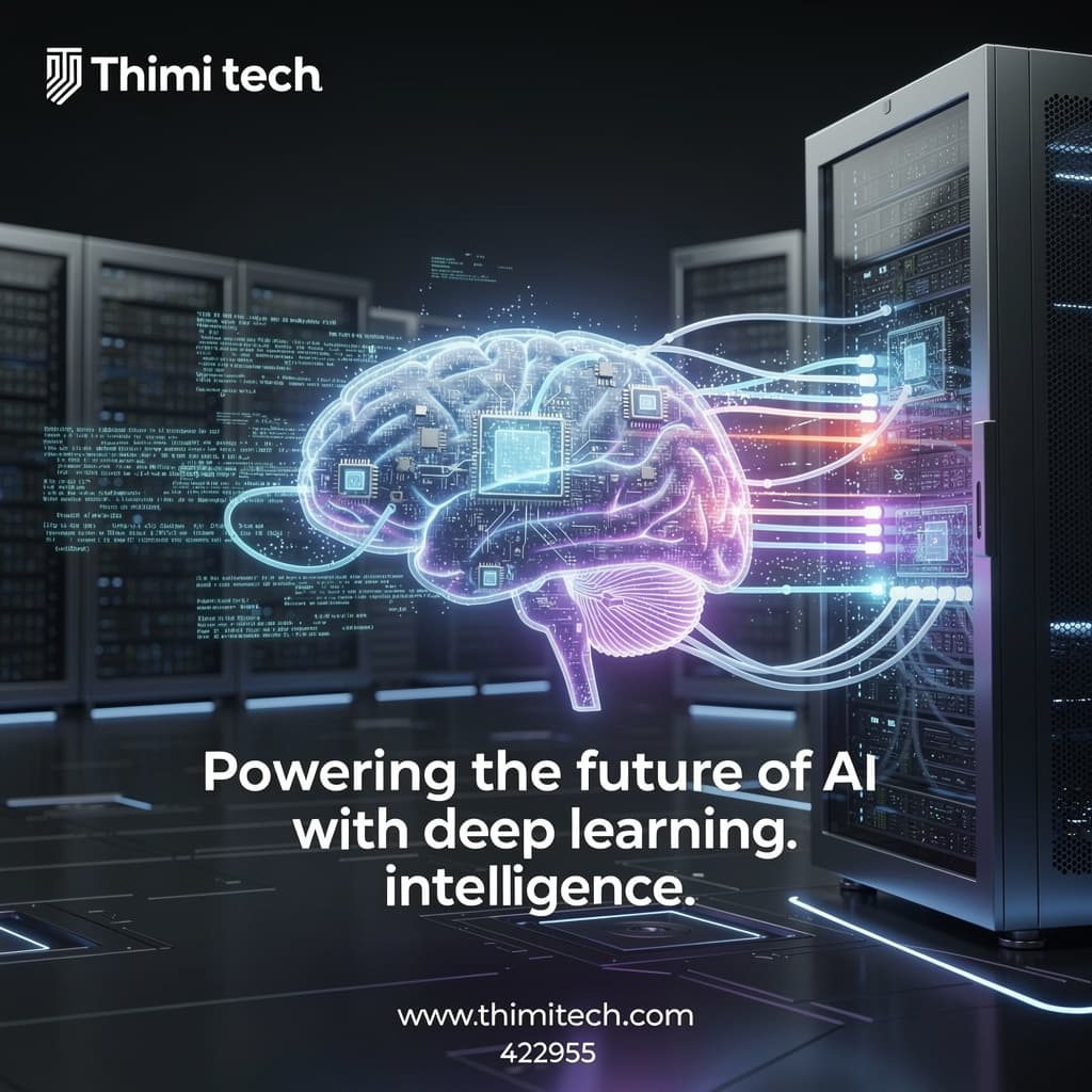 AI generated: make a 3d image with a futuristic design about deep learning, showing a holographic machine in the s...
