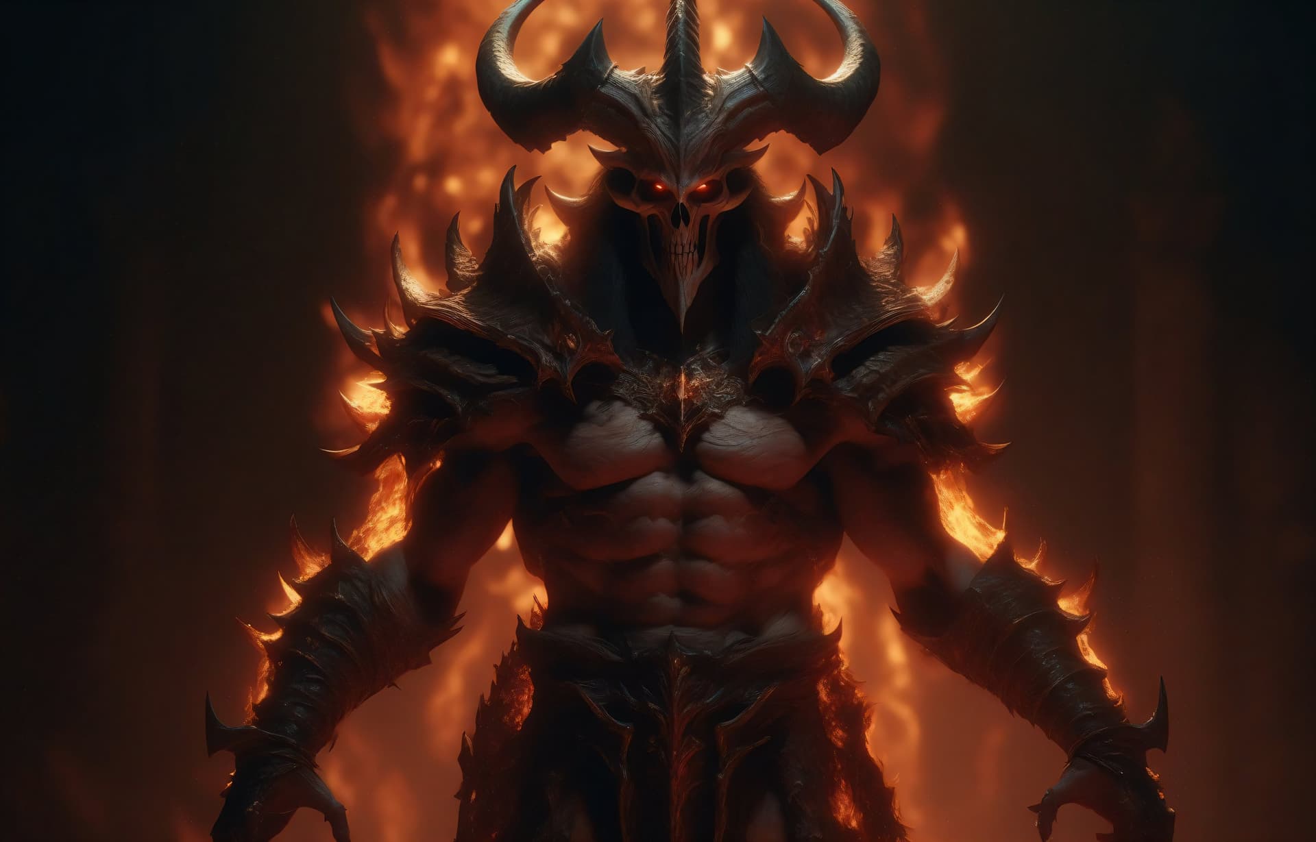 AI generated: Inarius from Diablo 4, in hell, cinematic lighting, highly detailed, super resolution, full body