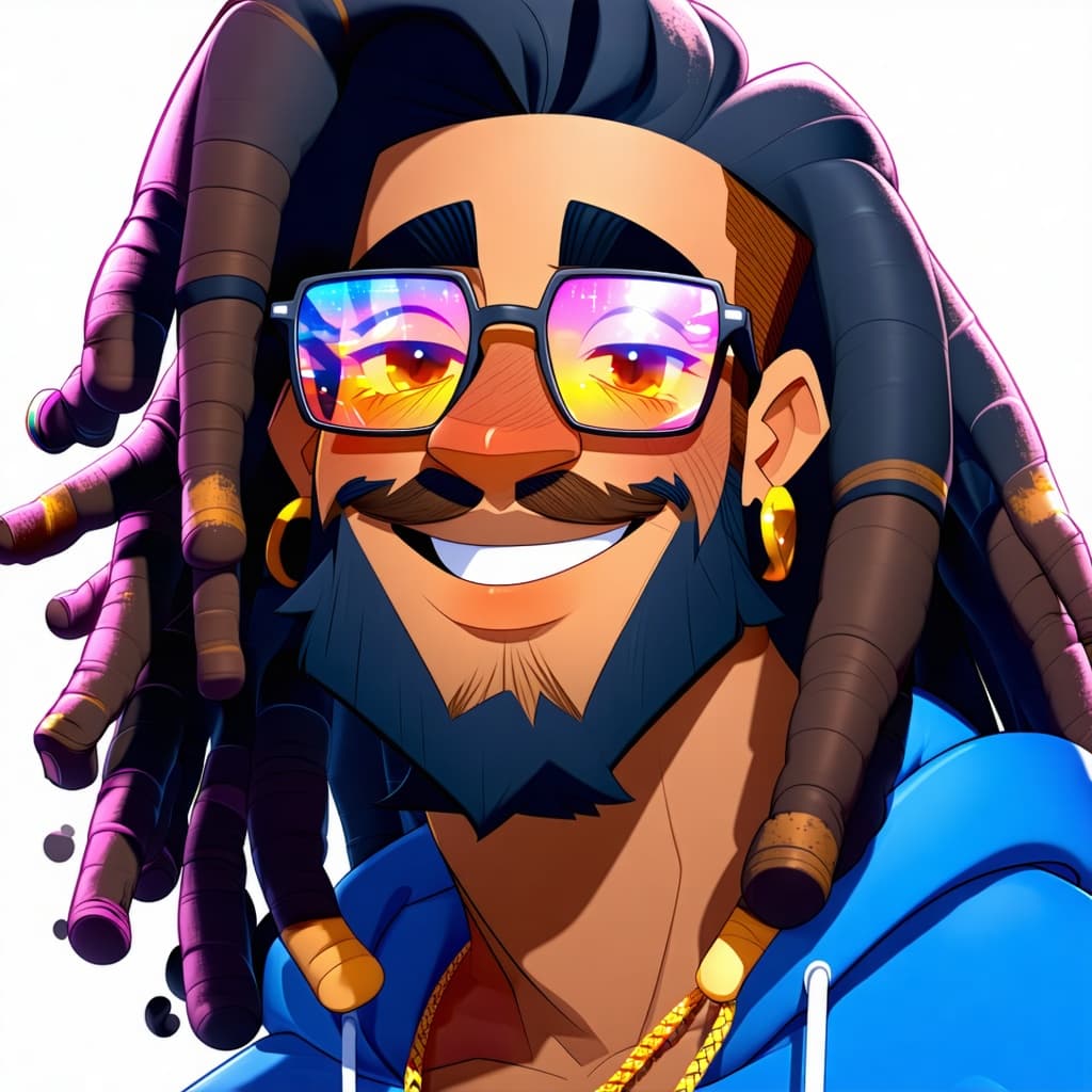 AI generated: Create a highly detailed and vibrant digital illustration of a stylized character in a modern semi-r...
