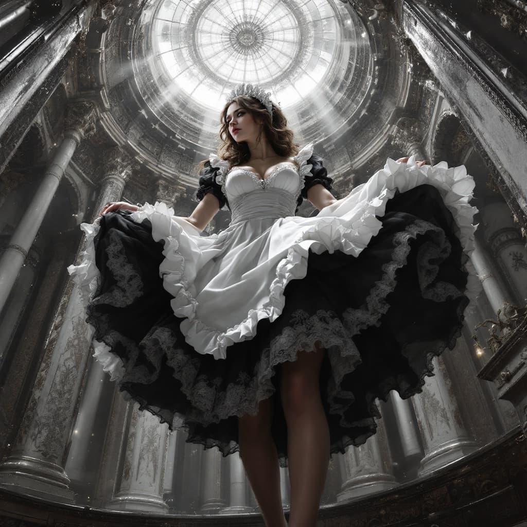 AI generated: nsfw,one woman,masterpiece, extremely fine and beautiful, <lora:jdllora:0.5>,(((upskirt))),(from bel...